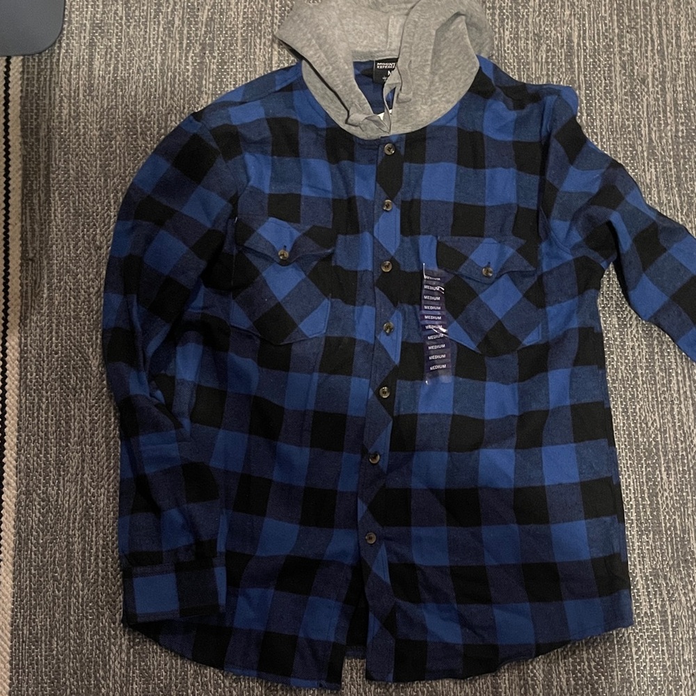 Men’s  Plaid Shirt with Hood